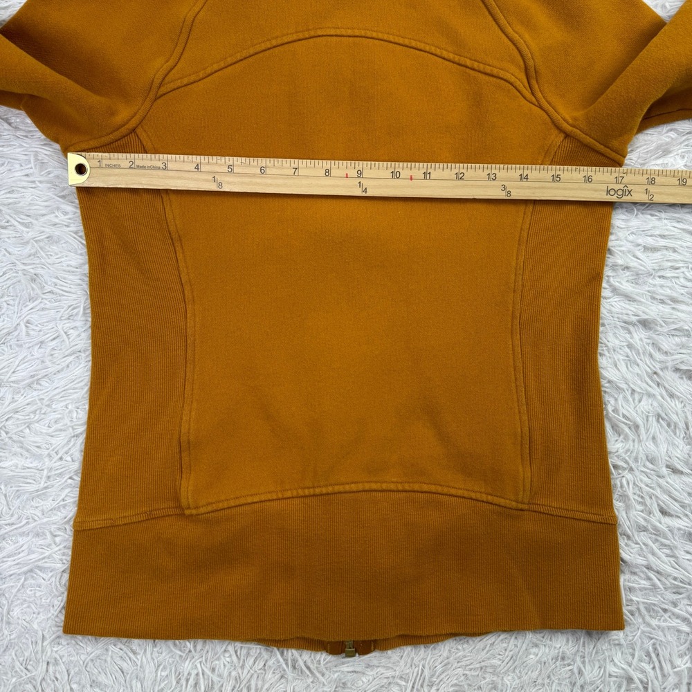 Lululemon Sweater Womens 6 Mustard Yellow Scuba Hoodie Fleece Full Zip Pockets - Picture 7 of 9